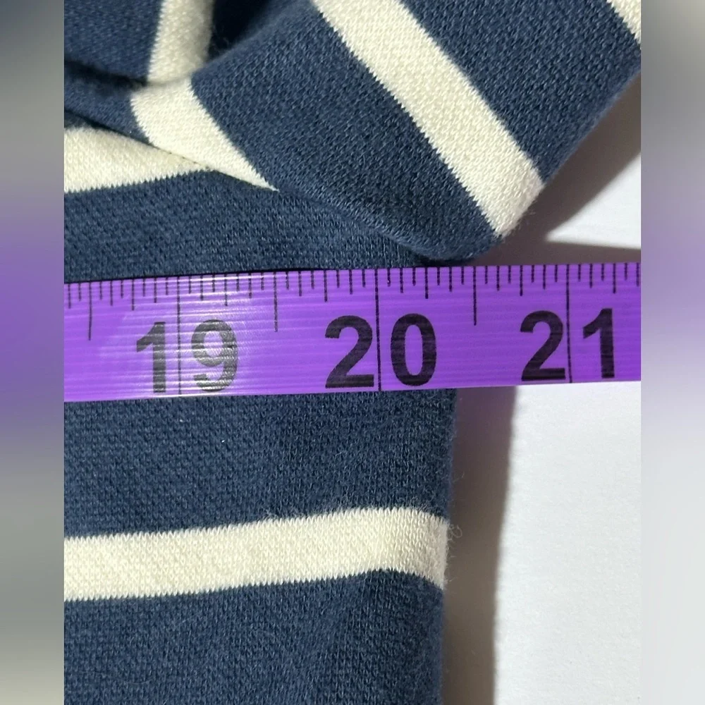 Kate Spade Stripe pointe tunic turtleneck knit top size medium Navy stripes